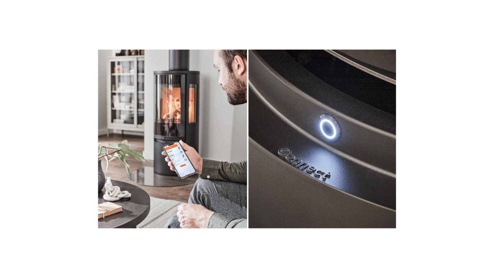 Poêle à bois à régulation automatique CONTURA, 556G connecté et de forme ronde