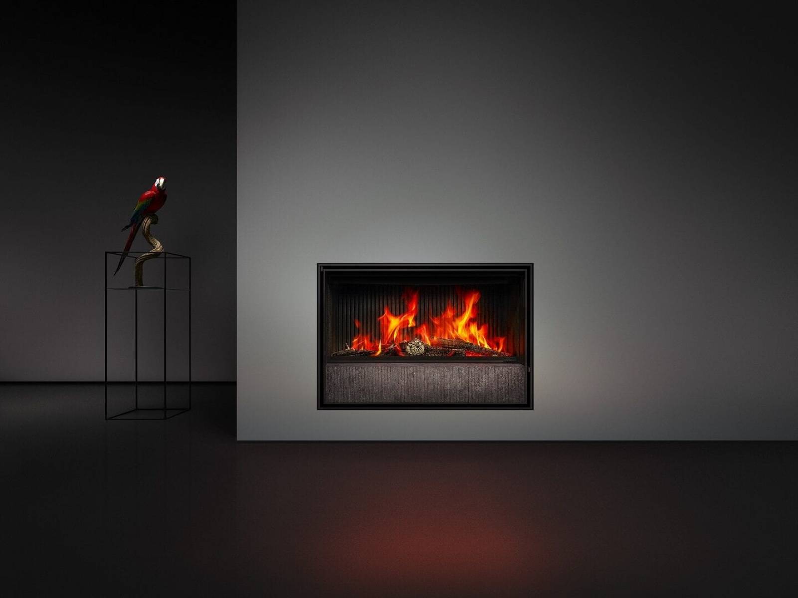 Insert à bois Barbas 100-45 avec pierre de soubassement 