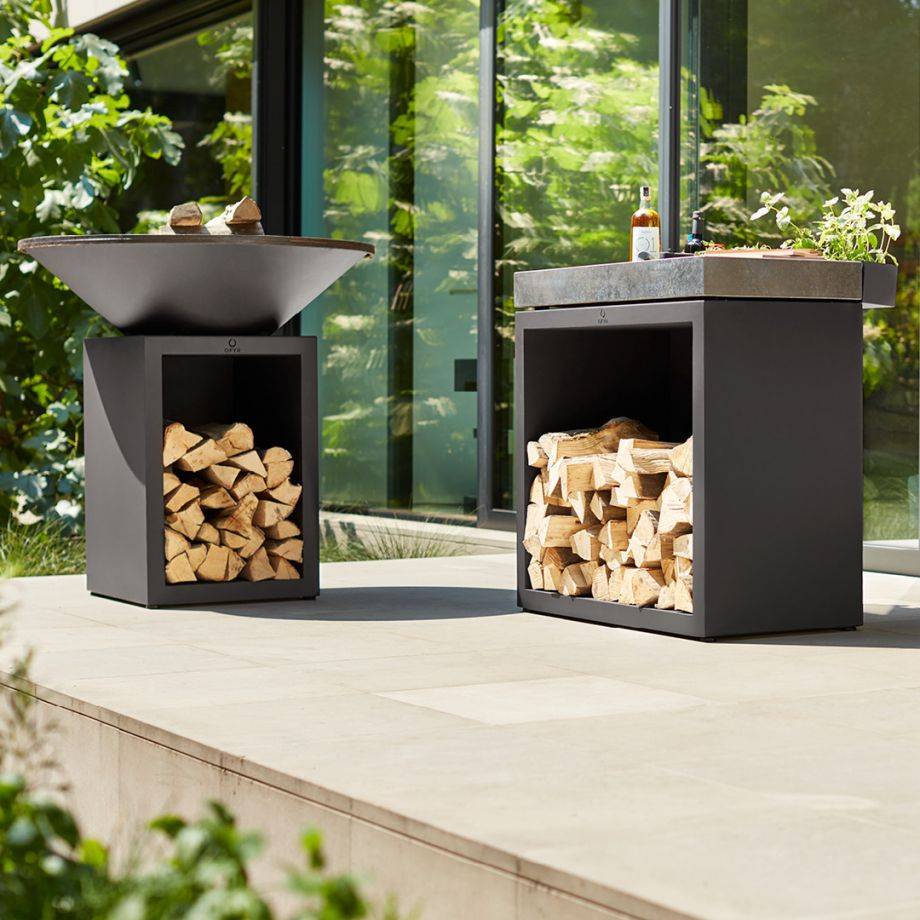 Butcher block storage noir avec plan de travail céramique 