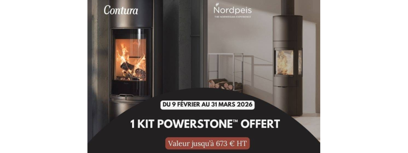 1 kit PowerStone™ offert sur les appareils compatibles Contura et Nordpeis